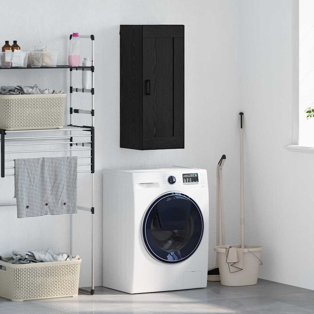 Wall Mounted Cabinet Black Oak Effect 34.5 X 34 X 90 Cm