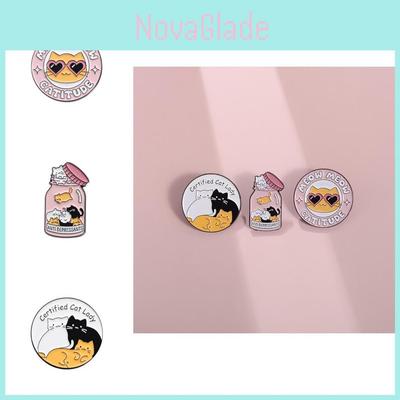 Adorable Cartoon Cat Brooches With Colorful Metal Badges For Trendy Bag Accessories
