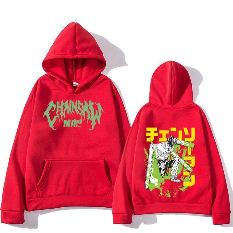 Denji Chainsaw Man Anime Hoodie Unisex Oversized Fleece Lined Pullover Sweatshirt Teens Winter Casual Wear