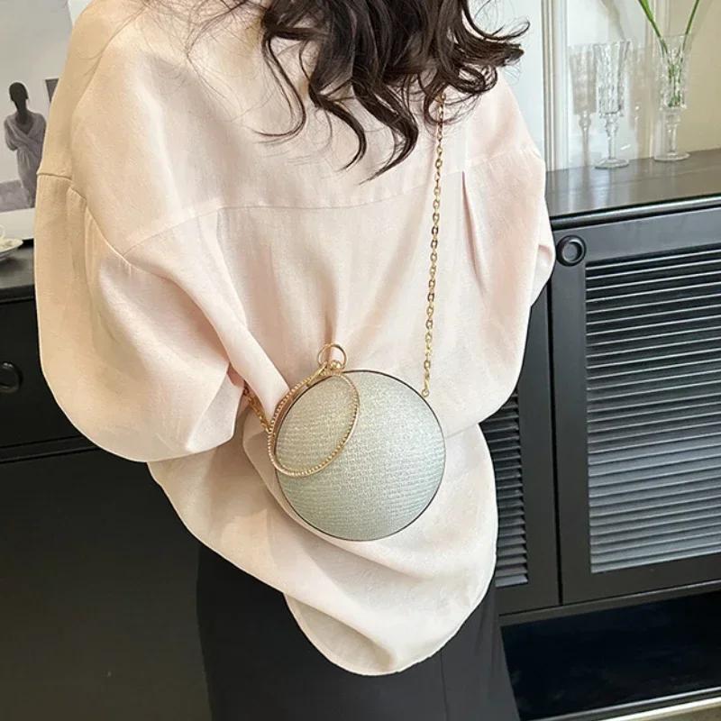 Circular Ring Portable Evening Bags Metal Sliver Round Ball Handbags For Lipstick Elegant Luxury Clutch Purse Wedding Wallets Quality