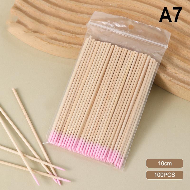 100Pcs Micro Wood Cotton Swab Eyelash Extension Tools Tatoo Microblading Cleaning Wooden Sticks Cosmetic Cotton Brush Buds Tip