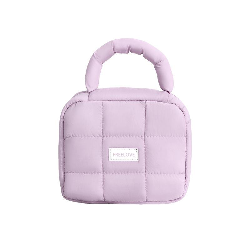Simple New Puff Square Storage Bag Macaron Sweet Girl Soft Handheld Makeup Bag Large Capacity Waterproof Portable Storage Bag