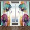 Set Of 2 Retro Colorful Floral Pattern Printed Curtains Window Decorations Home Room Made Polyester