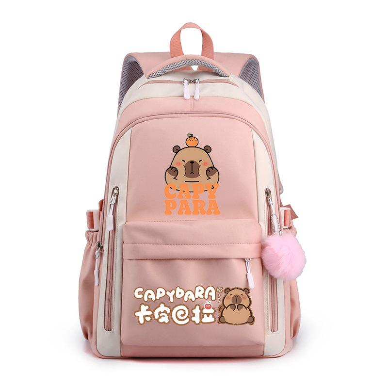 Trendy kapibara creative cartoon printing cute emoji bag for primary and secondary school students to reduce the burden of spine protection schoolbag