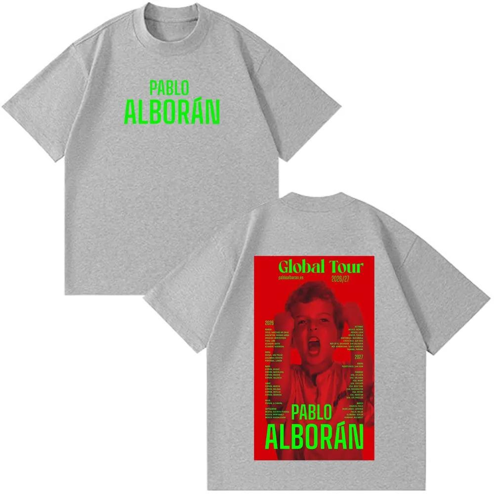 Singer Pablo Alborán Kmo Global Tour 2026 Print TShirt Men Women Hip-hop Vintage T-shirts Short-sleeved Loose Aesthetic T Shirts