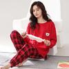 100% Cotton Women's Red Pajamas - Spring/Fall Wedding Year of the Rat Long Sleeve Plus Size Set
