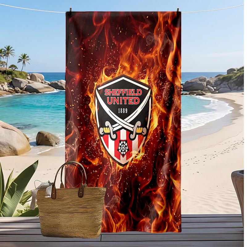 Asciugamano da Spiaggia con Stampa Calcio Sheffield United, Asciugamano Grande Morbido Asciugatura Rapida per Spiaggia Campeggio Nuoto