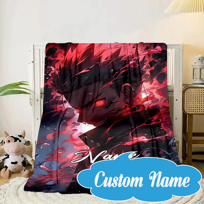 Custom Name Gojo Jujutsu Blanket bed sofa Blanket Flannel Blanket for Camping, Hiking, Picnic Essentials,gift for Fan family