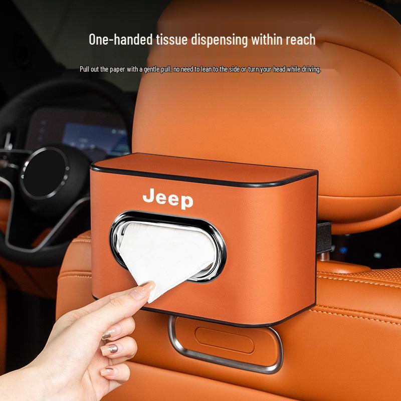 Car Tissue Box for Jeep Compass, Liberty, Patriot, and Commander: Armrest and Seat Back Pull-Out Design