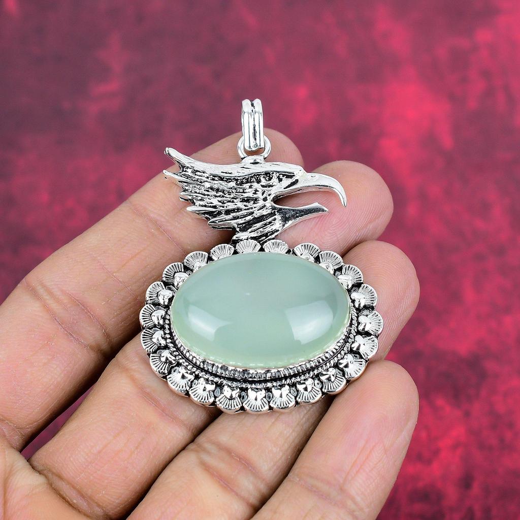 Aqua Chalcedon Ručně vyráběné šperky z drahokamů, 925 Ryzí stříbro Přívěsek Unikátní design Šperky, Pro ženy