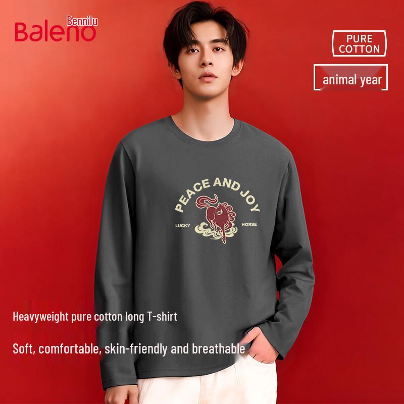 Baleno Men's Year of the Horse Cotton Long Sleeve T-Shirt
