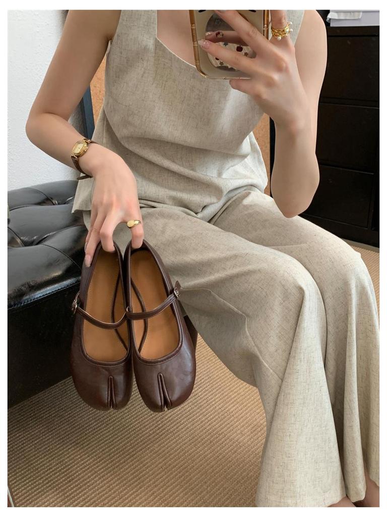 Modne Buty Tabi Ninja Damskie Płaskie Baleriny z Dzielonym Palcem Baleriny Damskie Mokasyny na Okrągłym Obcasie Tacones Damskie Mokasyny Marka Mujer