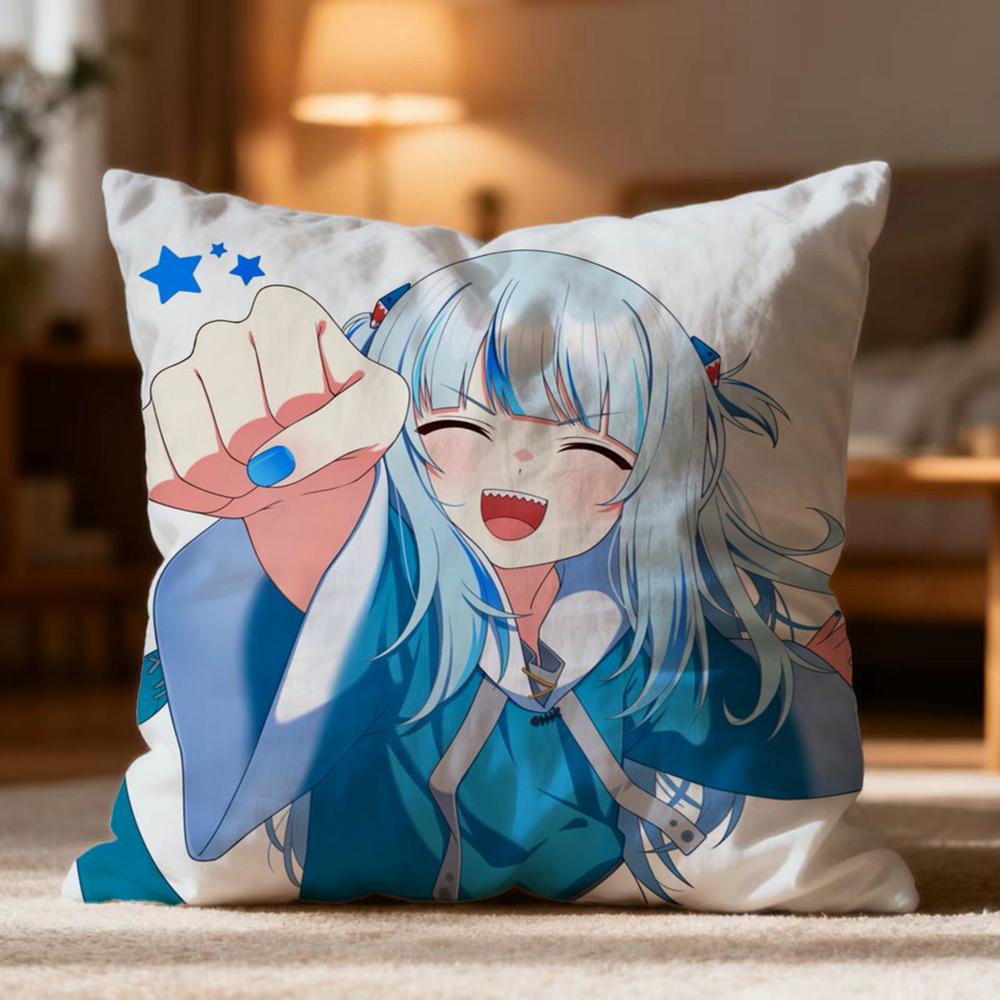 Popular G-GGawr Gura Cushion Cover Soft Washable Pillow Case Multi-Scene for Couch Bed Travel Office Use