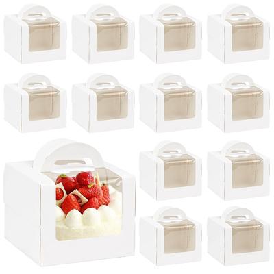 5/10 ks Krabička na balení dortu s okénkem Přenosná papírová dárková krabička Svatba Narozeninová oslava Muffin Dort Dezertní nádoba Baby Shower