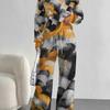 Tie-Dye European, American Autumn And Winter Casual Long-Sleeved Suit Women'S Hooded Sweater Trousers Two-Piece Flower Set