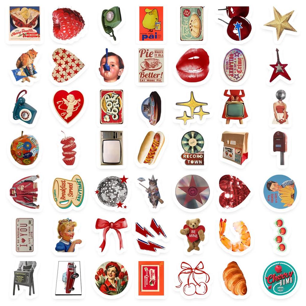 50 Retro Y2K Waterproof Decorative Stickers for Notebooks & Suitcases - DIY Decals Set