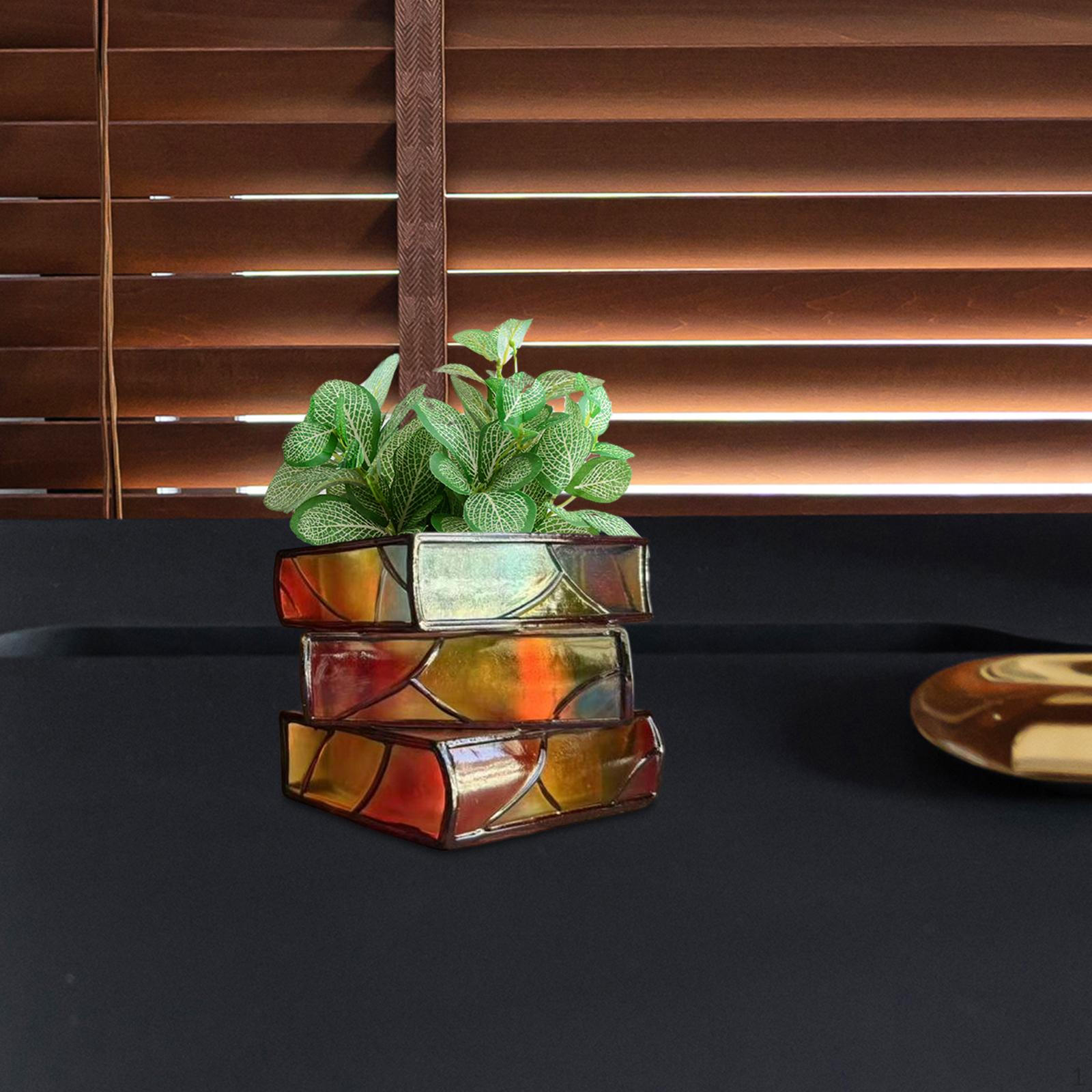 

Декоративное кашпо в форме книги, Уникальный цветочный горшок Книги Декор для стола, Книги сложены 3 Layers