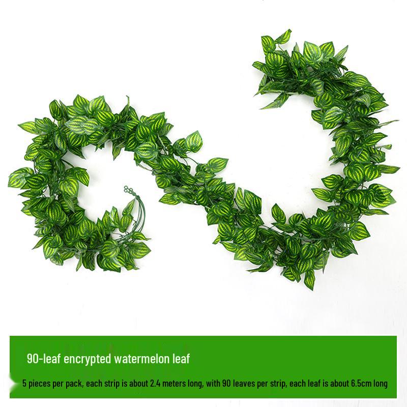 Rattan Air Conditioning Pipe Cover with Artificial Green Vines and Leaves