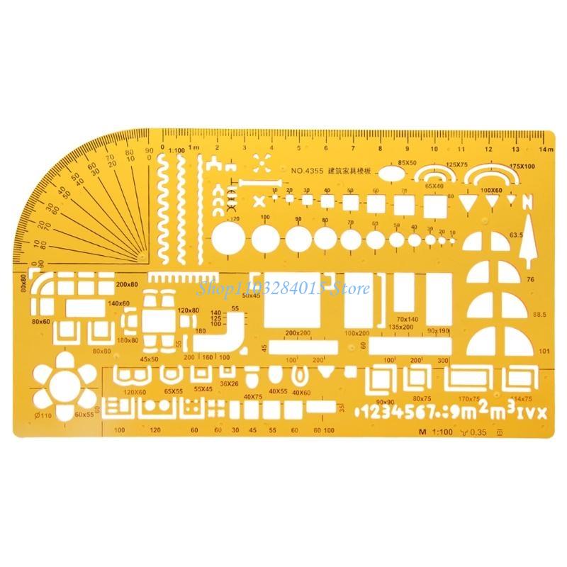 R6FF K Resin Chart Symbol Drafting Template Ruler Stencil Measuring Tool Student