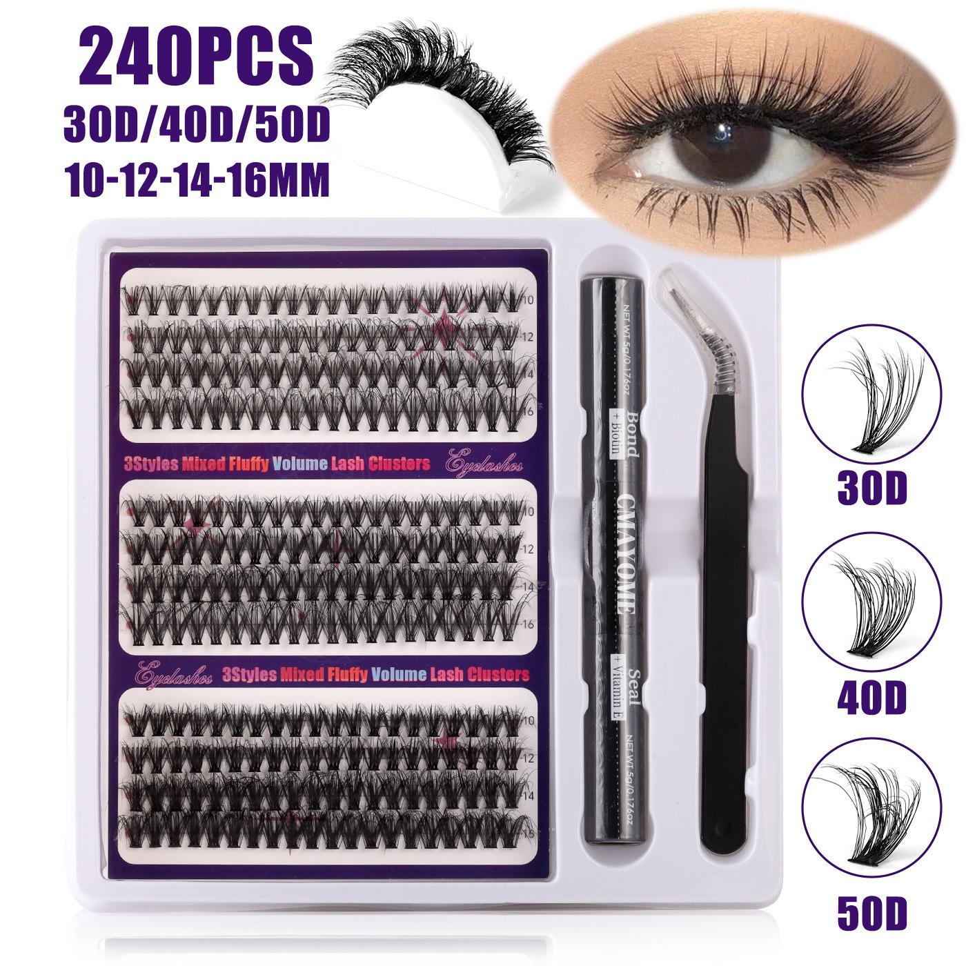 

Пучковые ресницы - Большая емкость C-завиток Объемные и густые накладные ресницы | 10-18 мм DIY Сегментированный набор смешанных размеров горячего плавления DIY-SET-663