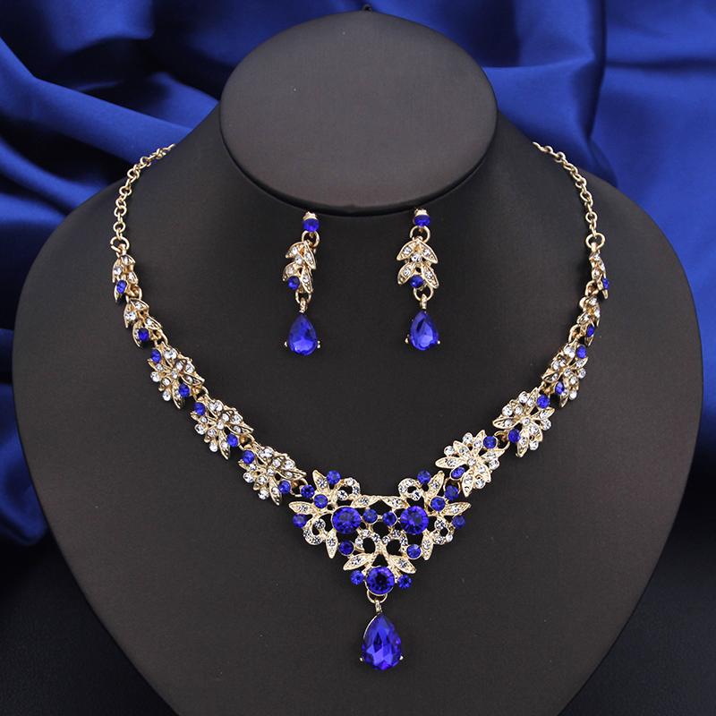 Mote Choker Halskjede Sett for Kvinner Brudesmykkesett Fest Ball Bryllup Øredobber Kostymetilbehør