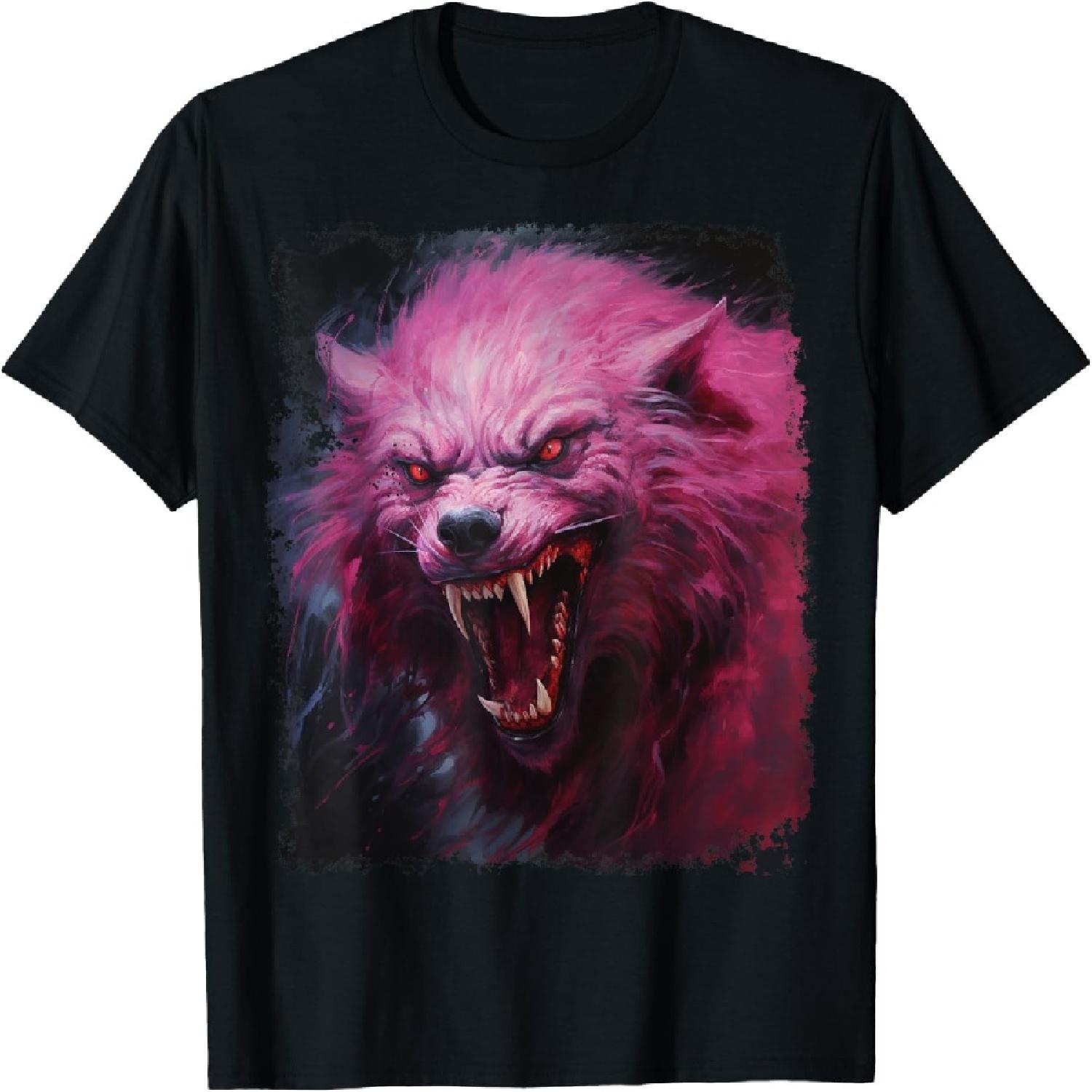 Werewolf Scary Pink Halloween T-Shirt XXXXXL разноцветный