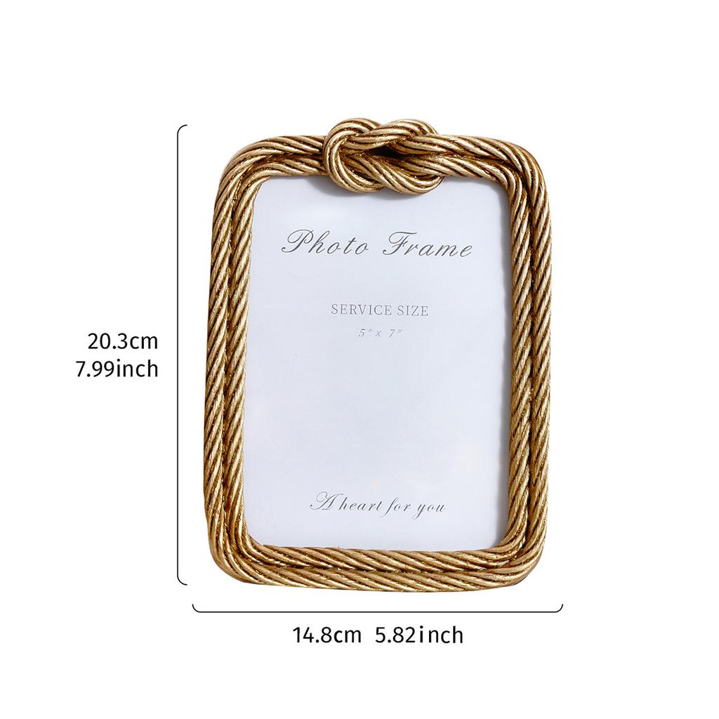 Creative Iron Wire Knot Decor Photo Frame, Resin Material Frame for Desktop Cozy Photo Display, Suitable for Home Photo Decoration