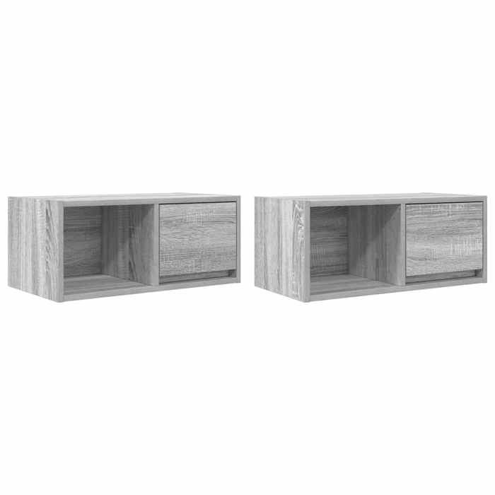VidaXL Meubles TV 2 pcs sonoma gris 60x31x25,5 cm bois d'ingénierie, banc TV, meuble hifi, centre de divertissement, buffet 861447