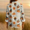 Dame Retro Halloween Trykket Knappelukking Langermet Casual Vanlig Skjortekrage Topp