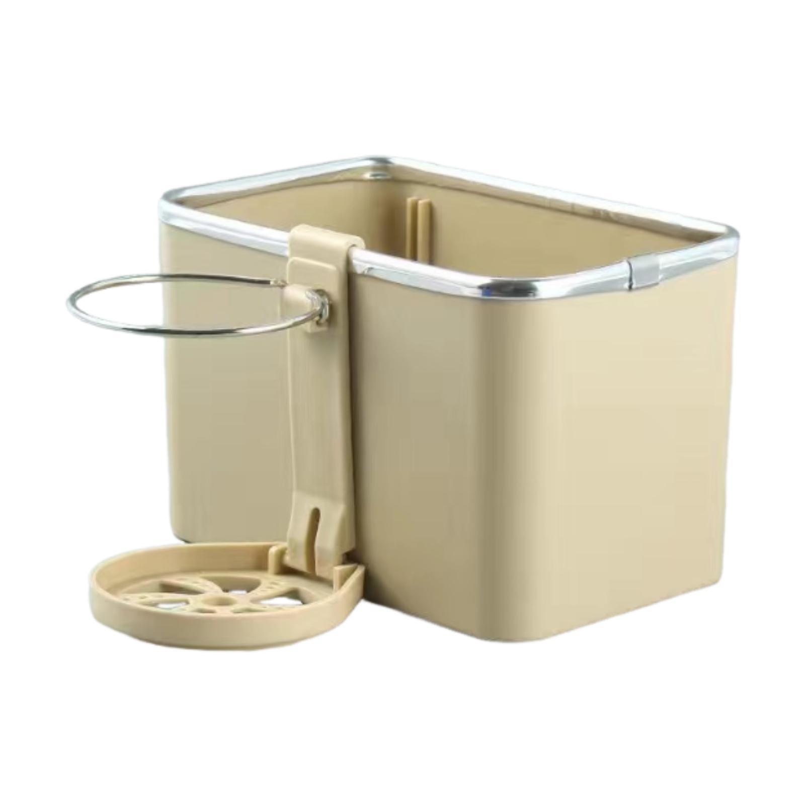 

Автомобильный подлокотник-бокс для хранения со складным подстаканником, аксессуары для салона автомобиля, простая установка, многофункциональный держатель для салфеток бежевый