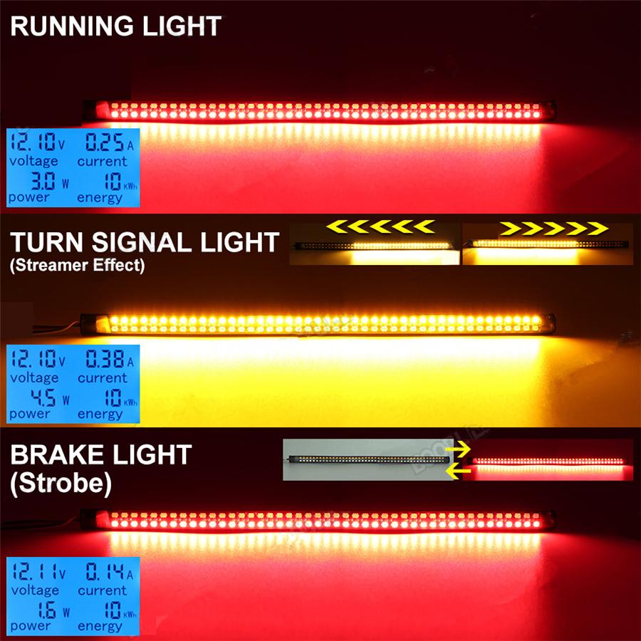2 Pcs 20cm Motorcycle LED Rear Turn Signal Brake Light Stop Daytime Running Lamp