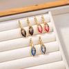 Elegant Colorful French Diamond Dangle Earrings for Women - Stylish Evening Wear Ornament