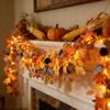 2 Sets LED Maple Leaf Thanksgiving Garland String Lights Autumn Fall Red Berry Ivy Vine Harvest Halloween Christmas Decor