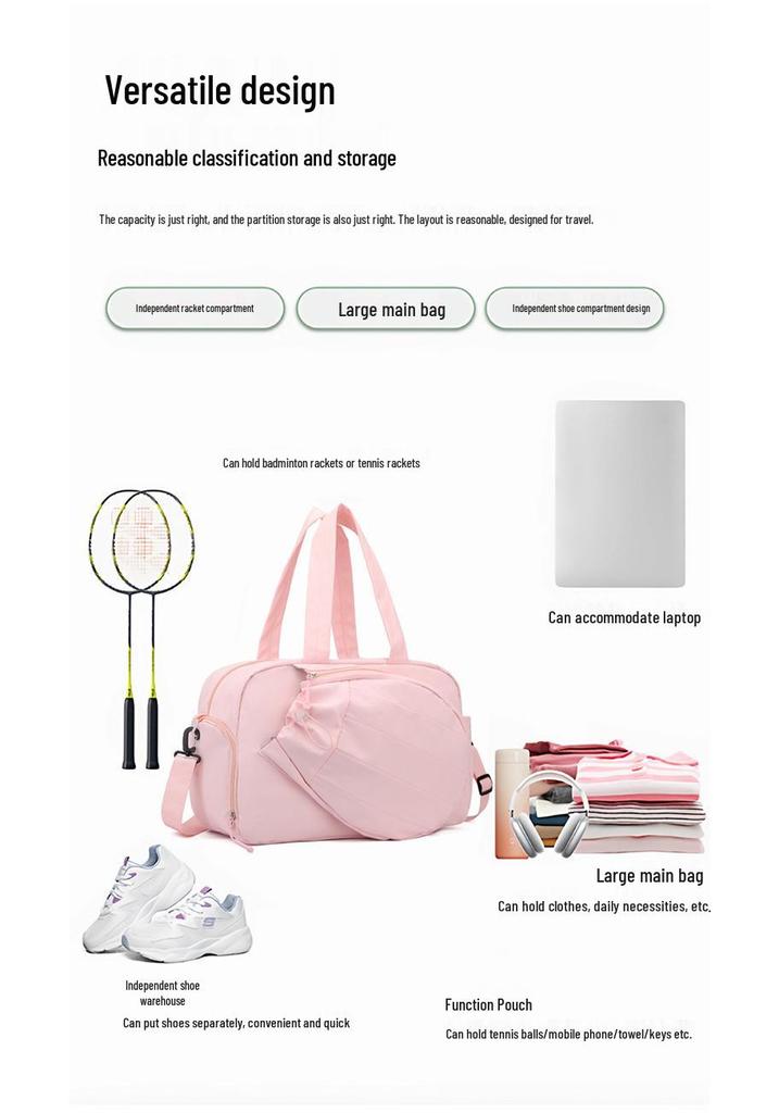 2026 Trendy Sports Tennis Bag: Versatile Large-Capacity Water-Repellent Crossbody Backpack