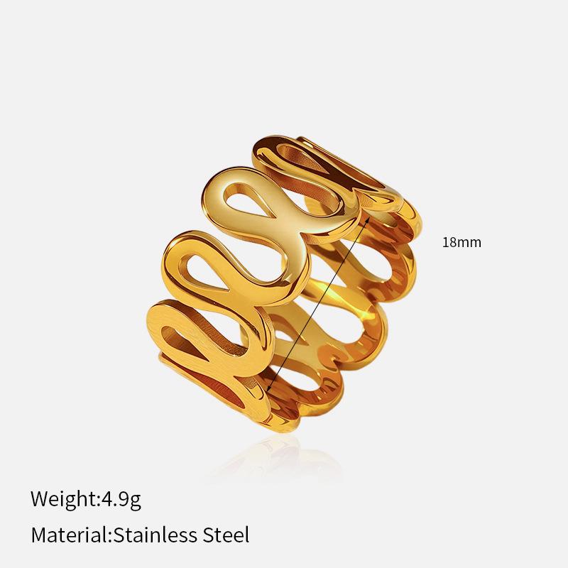 European and American cold punk ring simple 18K gold vacuum electroplating titanium casting steel ring spot