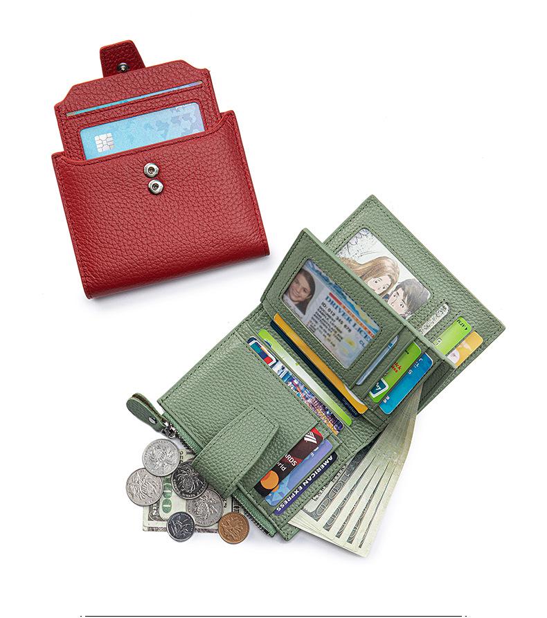 Damski portfel ze skóry naturalnej z blokadą RFID, z portmonetką i uchwytem na karty