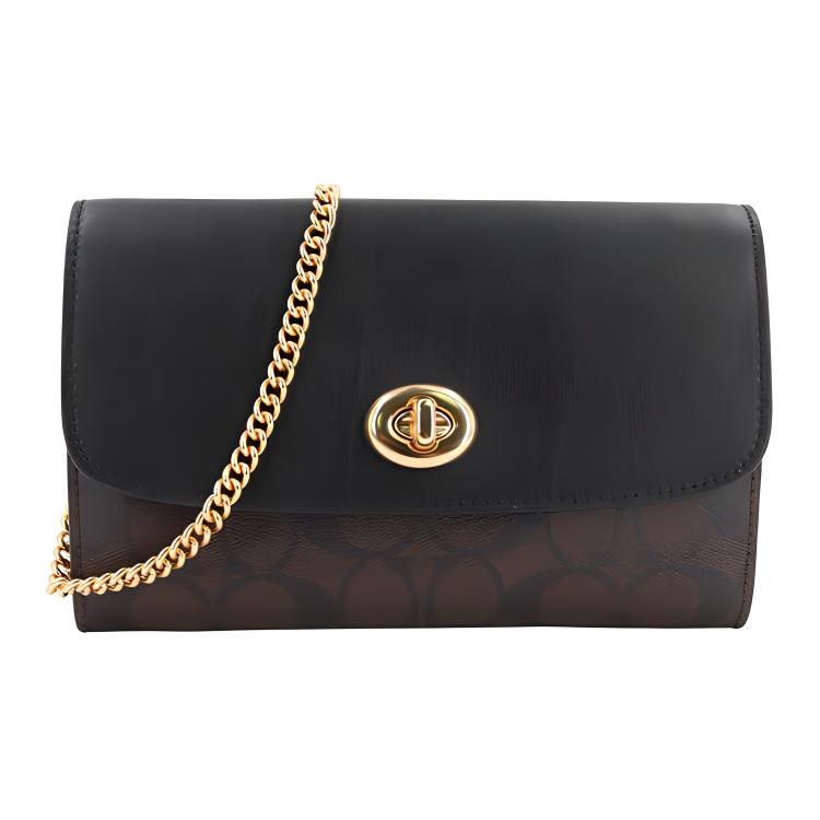 

New COACH Leather Canvas Crossbody Bag, Shoulder Bag Women s Black 24280-IMAA8 21.1*3.0*13.0CM