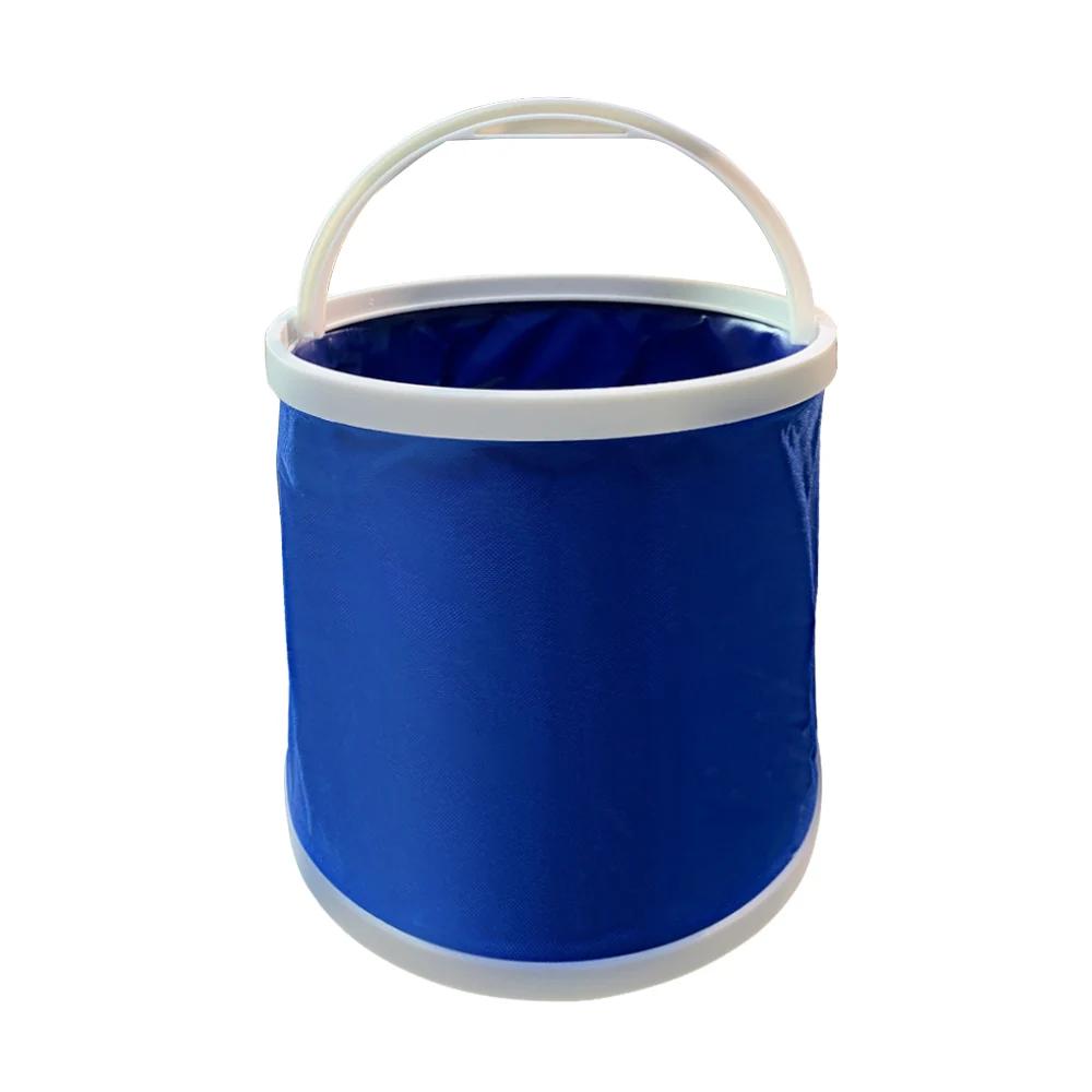 

Car Portable Folding Bucket Outdoor Multifunction Car Wash Bucket Travel Foldable Water Bucket Bowl for Car Accessories синий