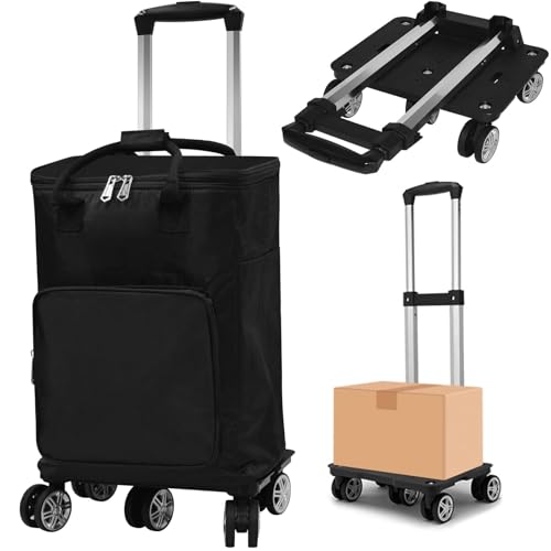 

Vtuesxn Shopping Cart, 33L Capacity, with Cooling Function, 5 Wheels, Side-Pushable, Double Casters, Height Adjustable Grip, 360-Degree Rotating Wheel