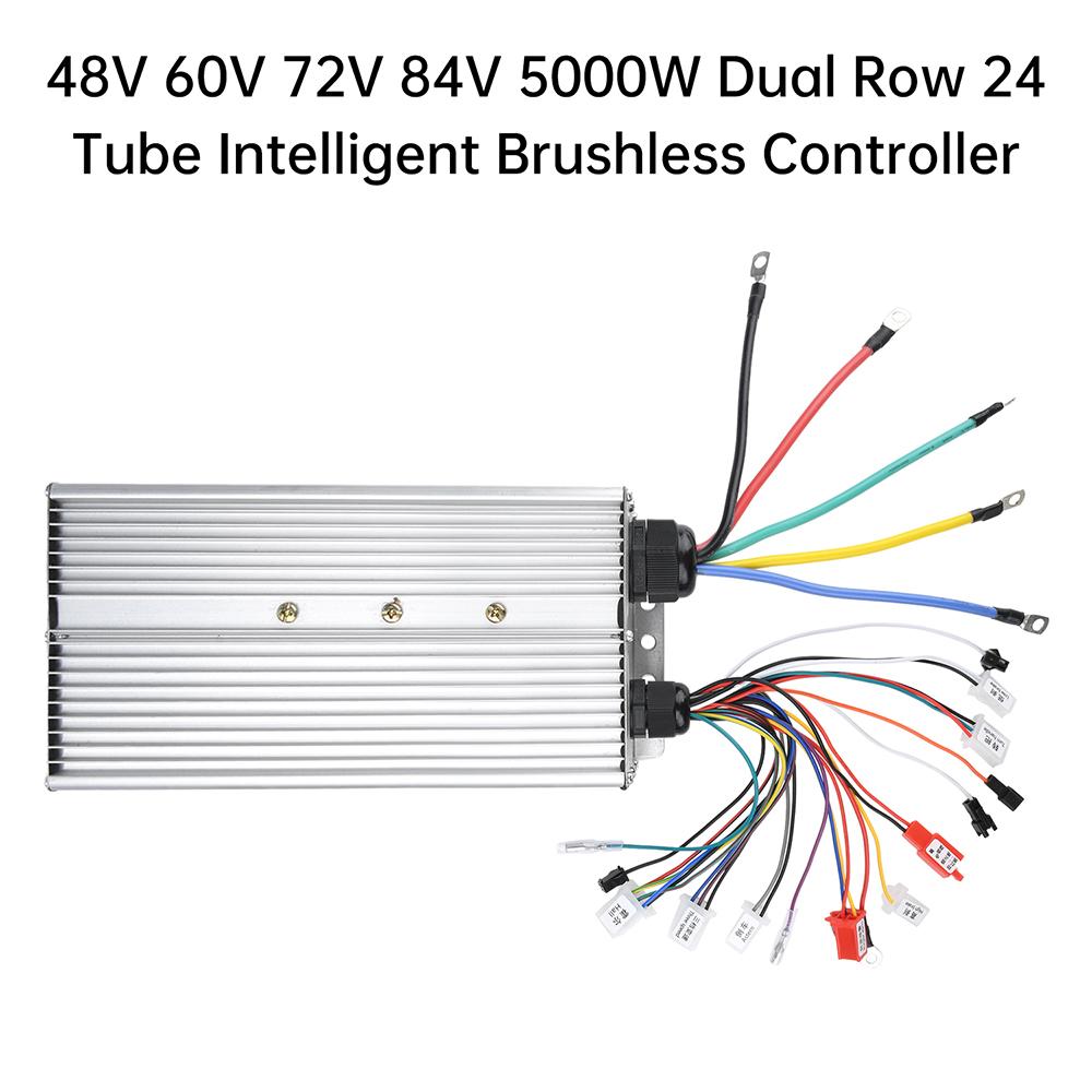 Modifiye Elektrikli Motosikletler İçin Su Geçirmez 3000W 5000W Çift Sıra 24 Tüp Akıllı Fırçasız Kontrolcü 48V 60V 72V 84V