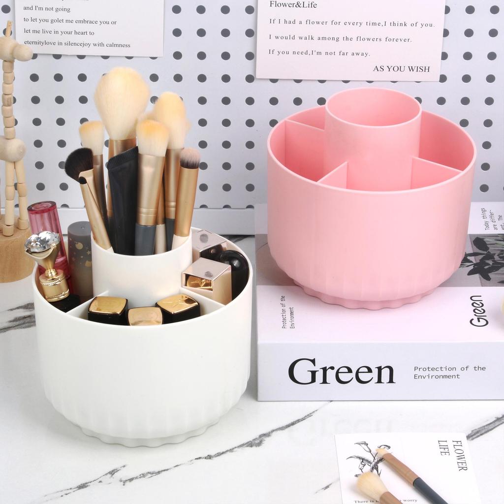 Tragbarer Make-up-Pinselhalter, 360° drehbar, Aufbewahrung mit großer Kapazität für Pinsel, Lippenstift, Augenbrauenstift, Lidschatten, staubdichter Zylinder.