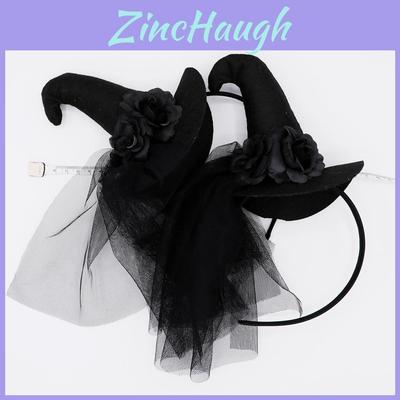 New Lace Headband For Halloween Party Costumes Vintage Style French Witch Hat With Cartoon Ghost Elements Handmade)
