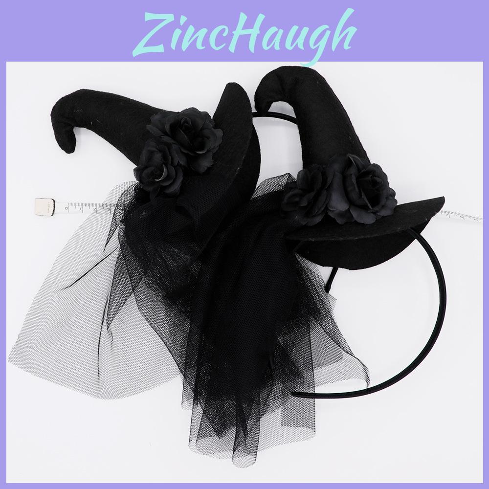 New Lace Headband For Halloween Party Costumes Vintage Style French Witch Hat With Cartoon Ghost Elements Handmade)