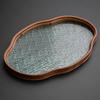 Japanese-style Wood Tray Retro Glass Tray Cake Candy Kung Fu Tea Jewelry Decor Tray Dessert Storage Dish Home Decor Posing Prop