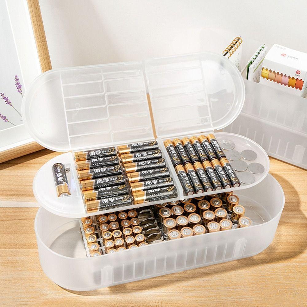 Semi-translucent Hard Battery Organizer Plastic Battery Button Cell Holder Lithium Battery
