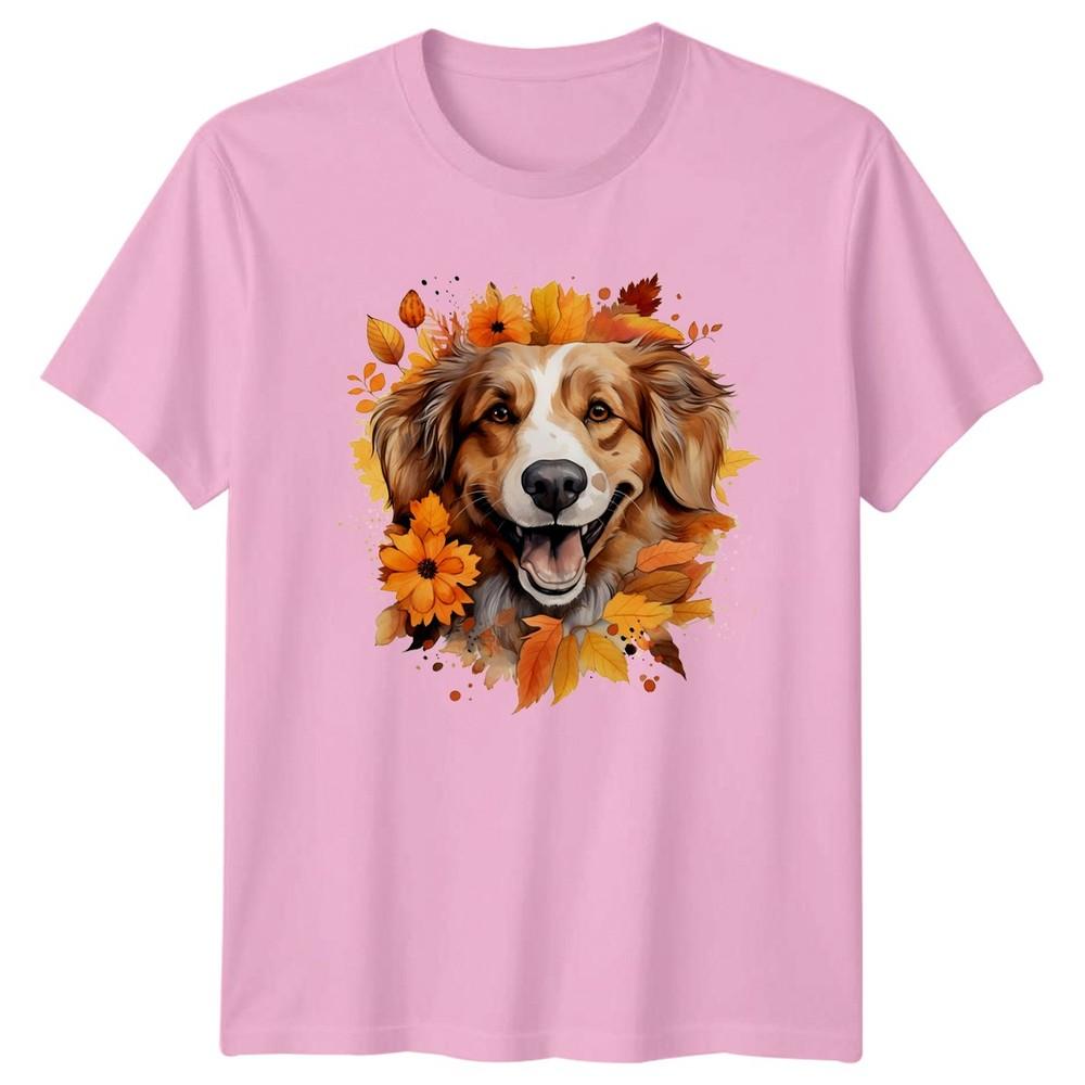 Cute Fall Dog Watercolor TShirt Autumn Leaves Dogs Gift For Him And Her
