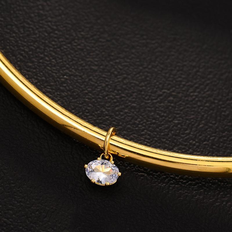 Light Luxury Simple Collar Necklace Big Crystal Oval Pendant Daily Stacking Versatile Collarbone Chain Necklace