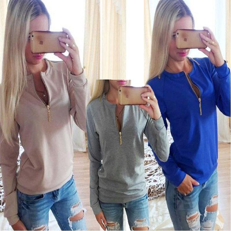 Elegant Women V Neck Casual Sweatshirt With Long Sleeves And Timeless Style