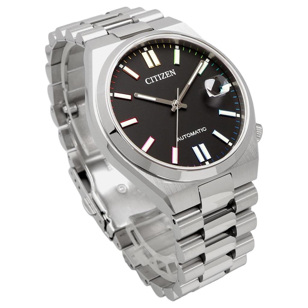CITIZEN TSUYOSA Collection AUTOMATIC Watch Black with Sapphire Rainbow Overseas Model Men's NJ0151-53E, Crystal, Indexes, Silver, [Used]