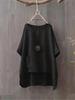 2025 Summer Fashion Plus Size Women's Round Neck Pocket Solid Color Irregular T-Shirt